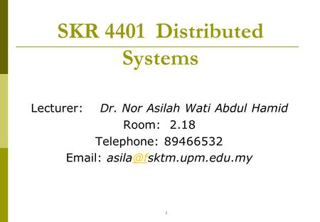 SKR 4401 Distributed Systems