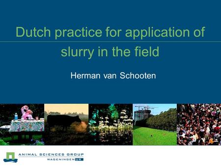 Dutch practice for application of slurry in the field Herman van Schooten.