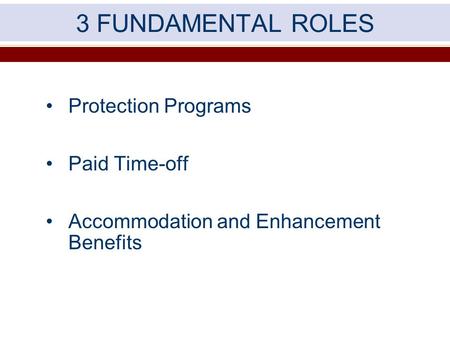 3 FUNDAMENTAL ROLES Protection Programs Paid Time-off