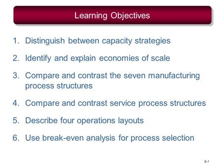 Learning Objectives Distinguish between capacity strategies