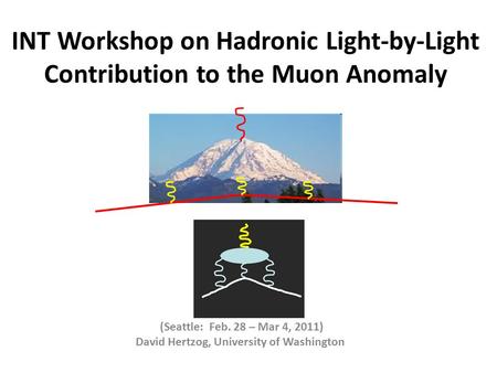 INT Workshop on Hadronic Light-by-Light Contribution to the Muon Anomaly (Seattle: Feb. 28 – Mar 4, 2011) David Hertzog, University of Washington.