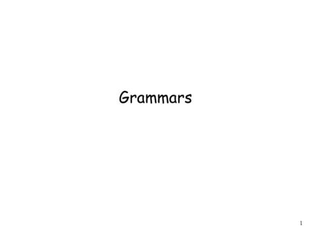 1 Grammars. 2 Grammars express languages Example: the English language.