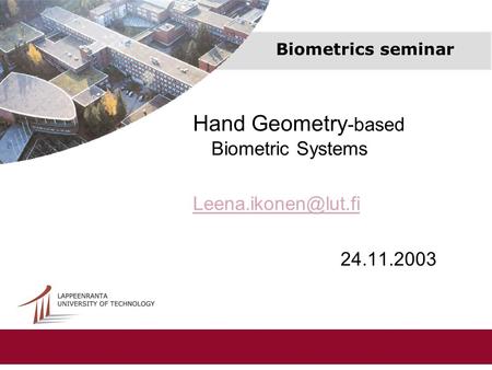 Hand Geometry-based Biometric Systems