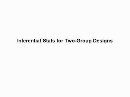 Inferential Stats for Two-Group Designs. Inferential Statistics Used to infer conclusions about the population based on data collected from sample Do.