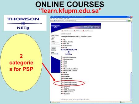ONLINE COURSES 2 categorie s for PSP “learn.kfupm.edu.sa”