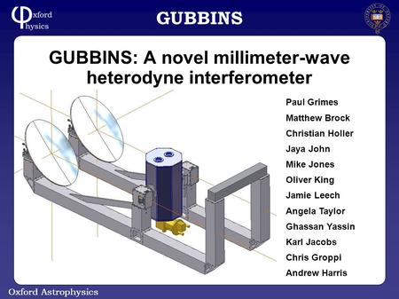 Oxford Astrophysics GUBBINS GUBBINS: A novel millimeter-wave heterodyne interferometer Paul Grimes Matthew Brock Christian Holler Jaya John Mike Jones.