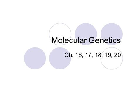 Molecular Genetics Ch. 16, 17, 18, 19, 20. DNA Replication Happens during interphase of mitosis. Semiconservative Replication 3 basic steps  Unwind and.