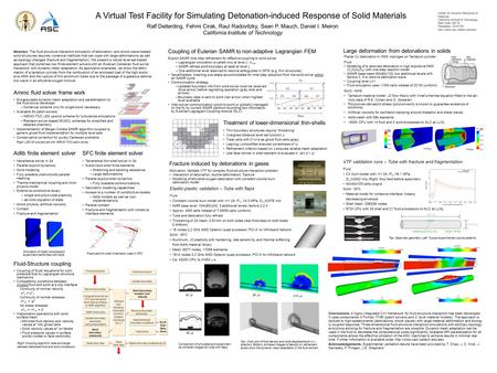 A Virtual Test Facility for Simulating Detonation-induced Response of Solid Materials Adlib finite element solver Hexahedral solver in 3d Parallel explicit.