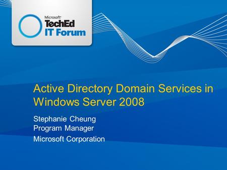 Active Directory Domain Services in Windows Server 2008