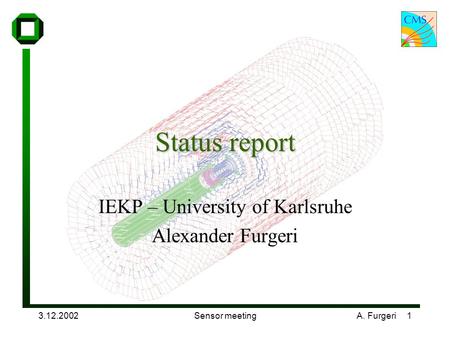 3.12.2002Sensor meetingA. Furgeri 1 Status report IEKP – University of Karlsruhe Alexander Furgeri.