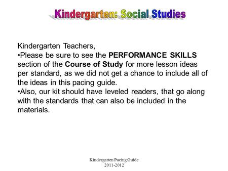 Kindergarten: Social Studies
