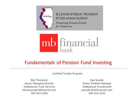 Fundamentals of Pension Fund Investing