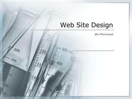 Web Site Design Bert Wachsmuth. Checking Homework Visit our homepage  ~wachsmut/  Check the bold sites  Visit my “demo” site.