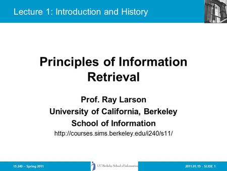Lecture 1: Introduction and History