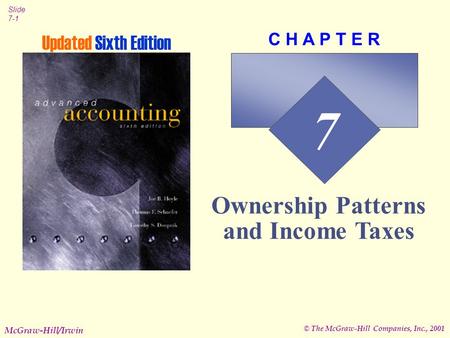 © The McGraw-Hill Companies, Inc., 2001 Slide 7-1 McGraw-Hill/Irwin 7 C H A P T E R Ownership Patterns and Income Taxes Updated Sixth Edition.