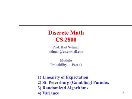 Prof. Bart Selman Module Probability --- Part c)