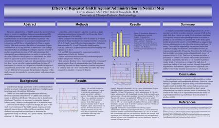 Effects of Repeated GnRH Agonist Administration in Normal Men Carrie Zimmer, M.D. PhD, Robert Rosenfield, M.D. University of Chicago-Pediatric Endocrinology.