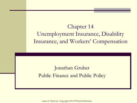 Jonathan Gruber Public Finance and Public Policy