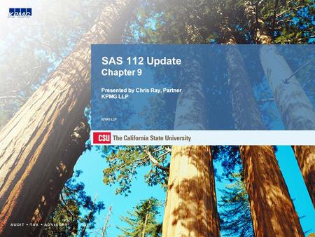 SAS 112 Update Chapter 9 Presented by Chris Ray, Partner KPMG LLP KPMG LLP.