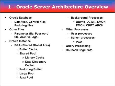 1 - Oracle Server Architecture Overview