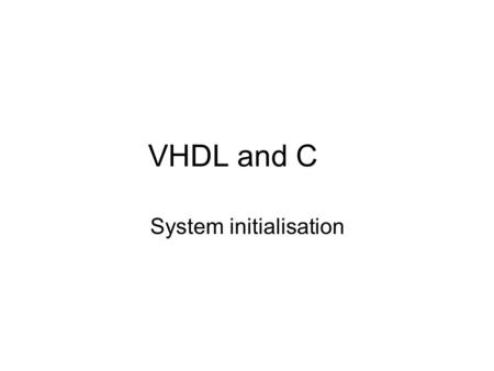 System initialisation