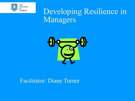 Developing Resilience in Managers Facilitator: Diane Turner.