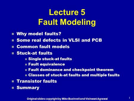 Lecture 5 Fault Modeling