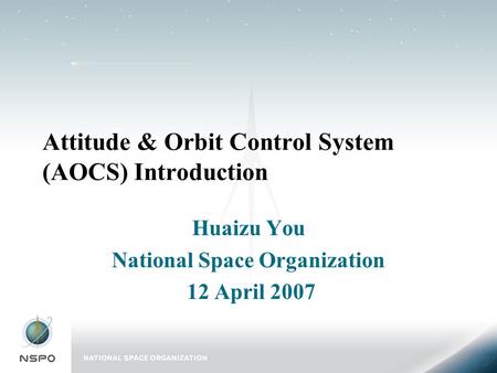 Attitude & Orbit Control System (AOCS) Introduction