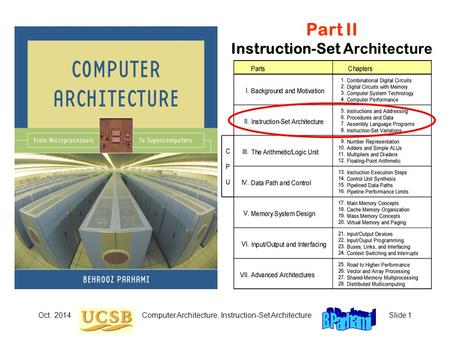 Oct. 2014Computer Architecture, Instruction-Set ArchitectureSlide 1 Part II Instruction-Set Architecture.