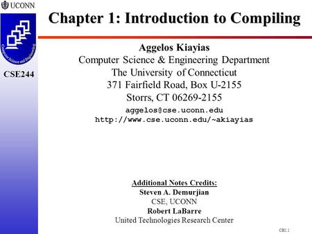 Chapter 1: Introduction to Compiling