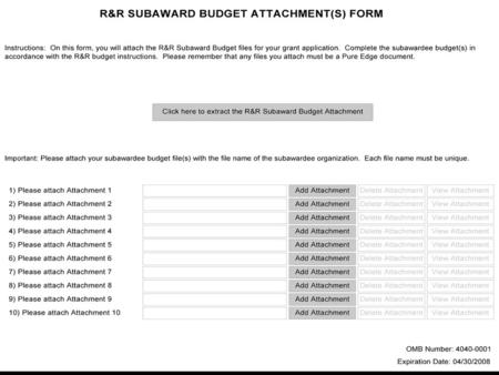 2 R&R Subaward Budget Attachment Form Use for detailed budget from any consortium grantee only when the prime is submitting detailed budget Do not use.