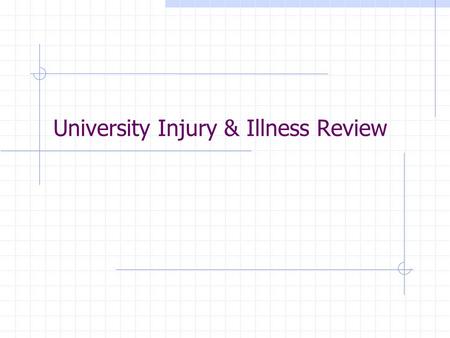 University Injury & Illness Review. Phase I Analysis of University-wide Workers’ Compensation experience Analysis of work-related injuries and illness.