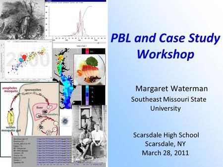 PBL and Case Study Workshop Margaret Waterman Southeast Missouri State University Scarsdale High School Scarsdale, NY March 28, 2011.