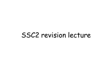 SSC2 revision lecture. Servlets Understand what they are Lifecycle –init() –service() –destroy() POST & GET Scope - what is it, how is it used Using other.