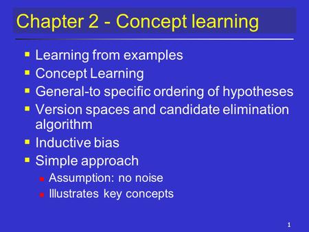 Chapter 2 - Concept learning
