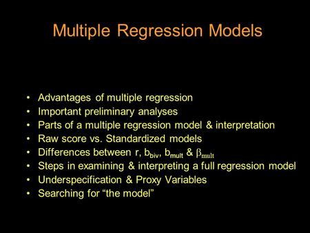 Multiple Regression Models