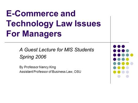 E-Commerce and Technology Law Issues For Managers