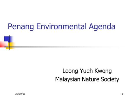 Penang Environmental Agenda