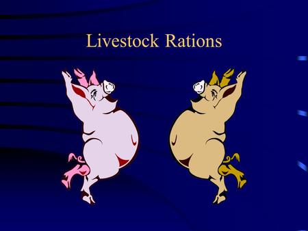 Livestock Rations. Create a balanced feed ration Design a feeding regimen for lamb, swine, and cattle Describe the difference between nutritionally balanced.