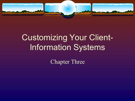 Customizing Your Client- Information Systems Chapter Three.