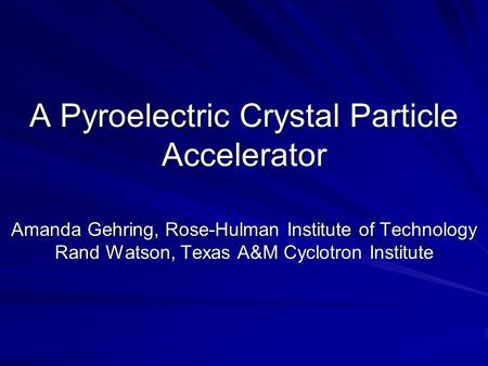 A Pyroelectric Crystal Particle Accelerator