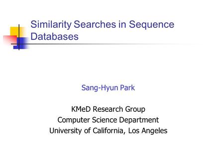 Similarity Searches in Sequence Databases