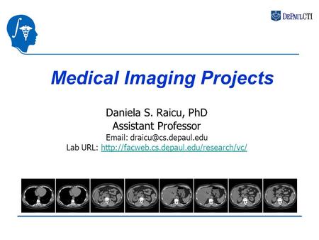 Medical Imaging Projects Daniela S. Raicu, PhD Assistant Professor   Lab URL: