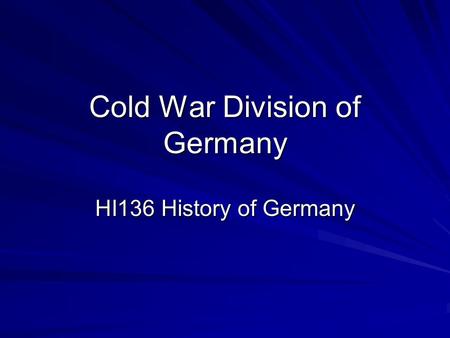 Cold War Division of Germany