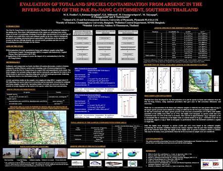 EVALUATION OF TOTAL AND SPECIES CONTAMINATION FROM ARSENIC IN THE RIVERS AND BAY OF THE PAK PA-NANG CATCHMENT, SOUTHERN THAILAND EVALUATION OF TOTAL AND.