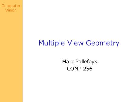 Multiple View Geometry