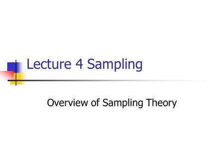 Overview of Sampling Theory