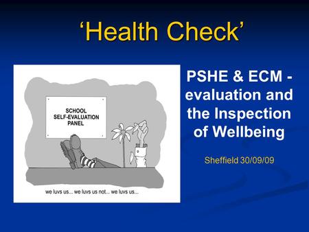 PSHE & ECM -evaluation and the Inspection of Wellbeing