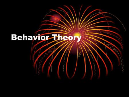 Behavior Theory.