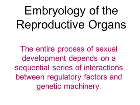 Embryology of the Reproductive Organs